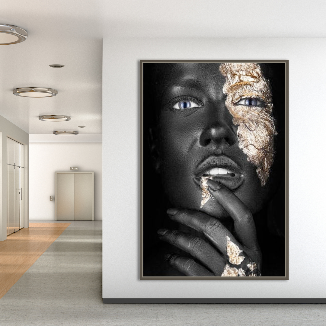 ChandeliersDecor.com-Wall Posters-Black Woman Masked Wall Art: Expressive and Empowering Pieces