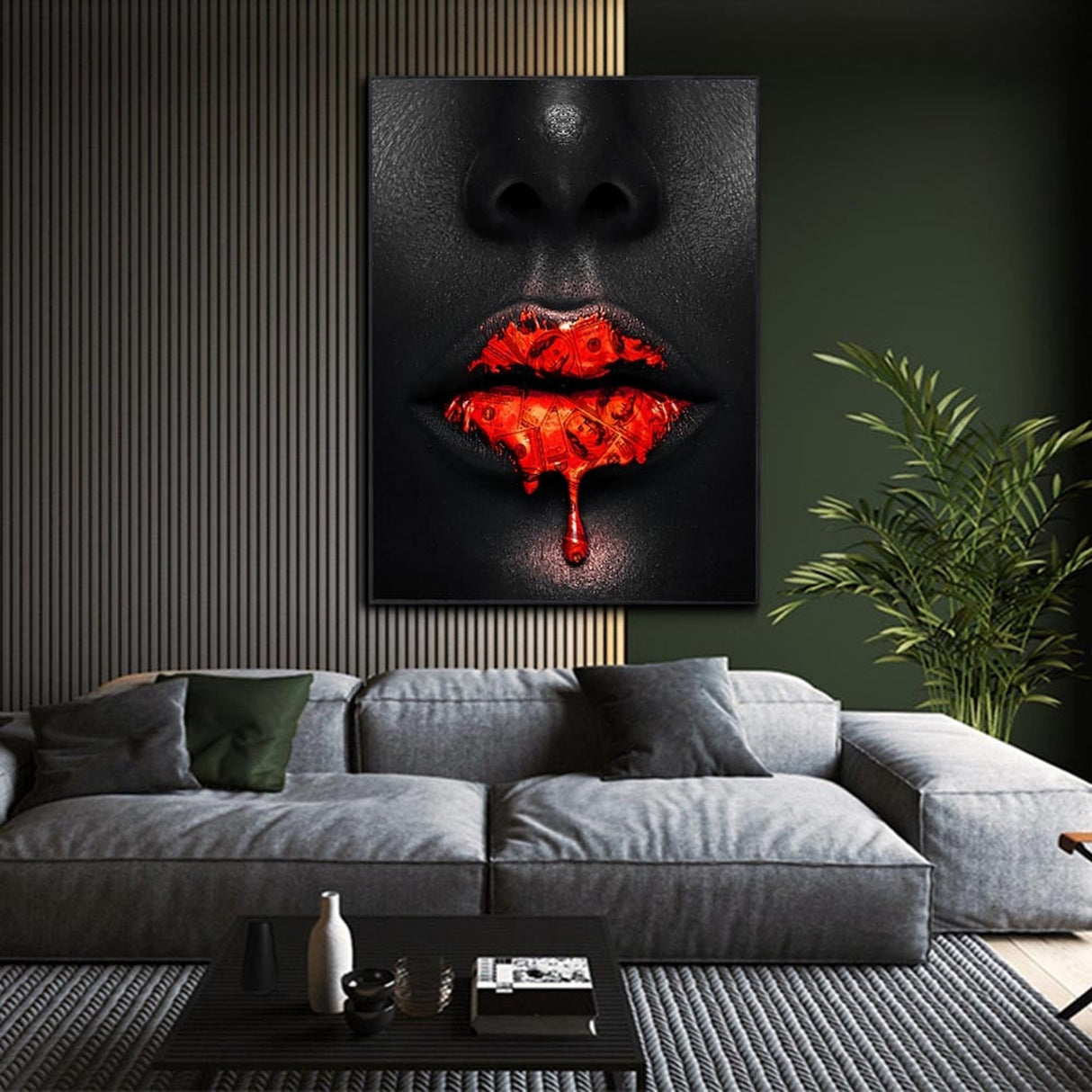 ChandeliersDecor.com-Wall Posters-Black Women Red Lips Art - Dripping & Seductive