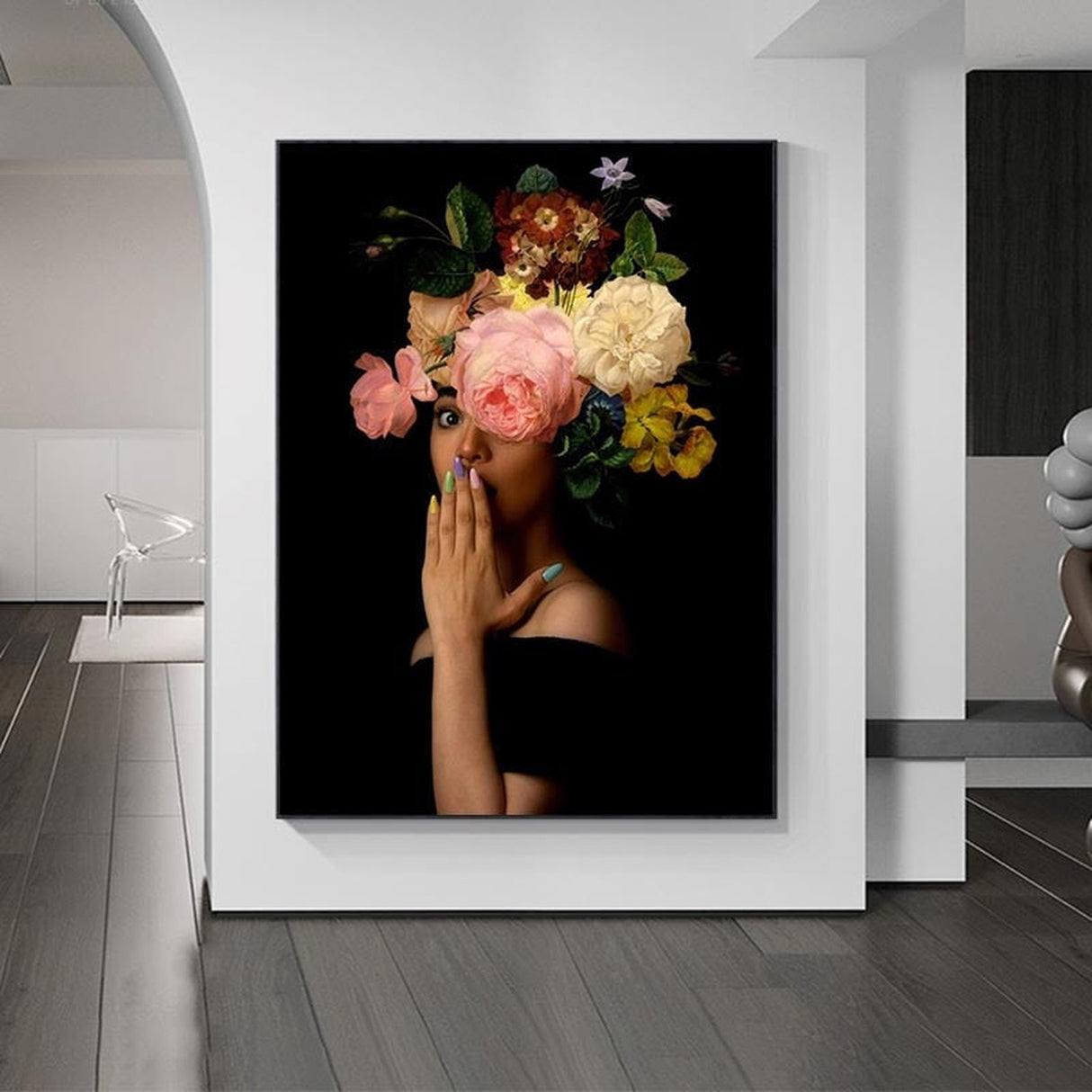 ChandeliersDecor.com-Wall Posters-Bloom Flower Women Canvas Wall Art