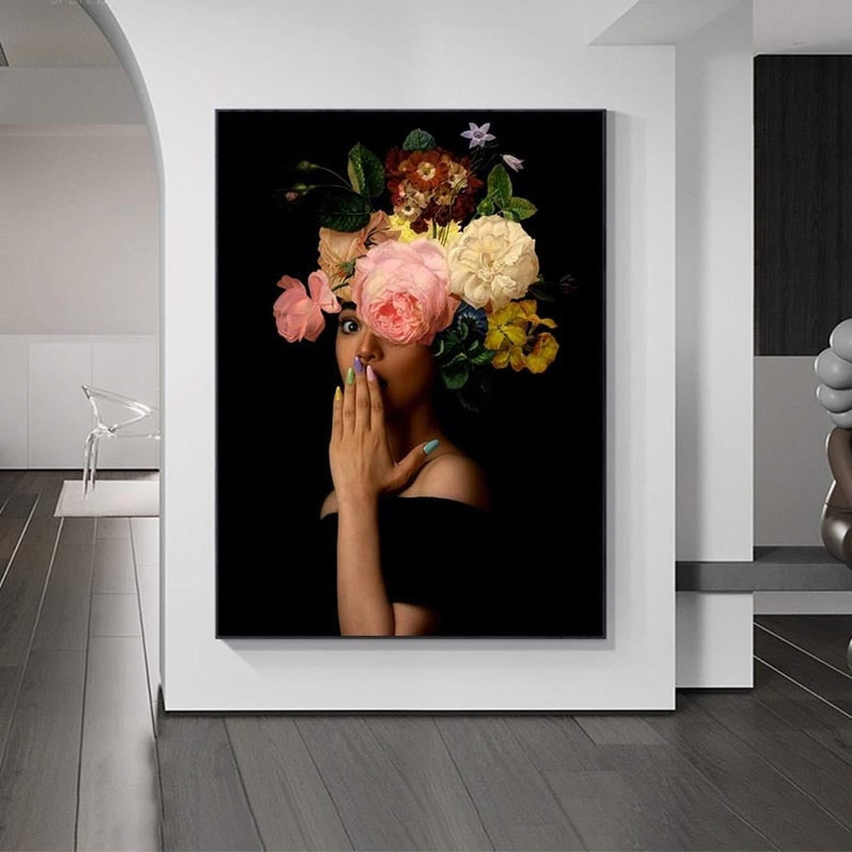 Bloom Flower Women Canvas Wall Art-ChandeliersDecor.com