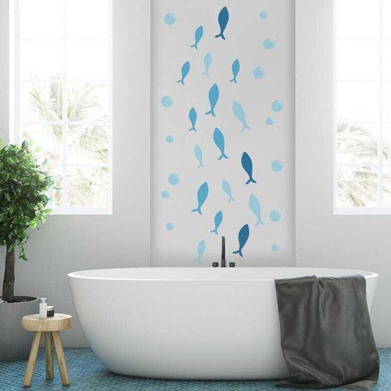 ChandeliersDecor.com-Kids Room Nursery Decals-Blue Fish Wall Decal for Kids Room | Sea wall decal