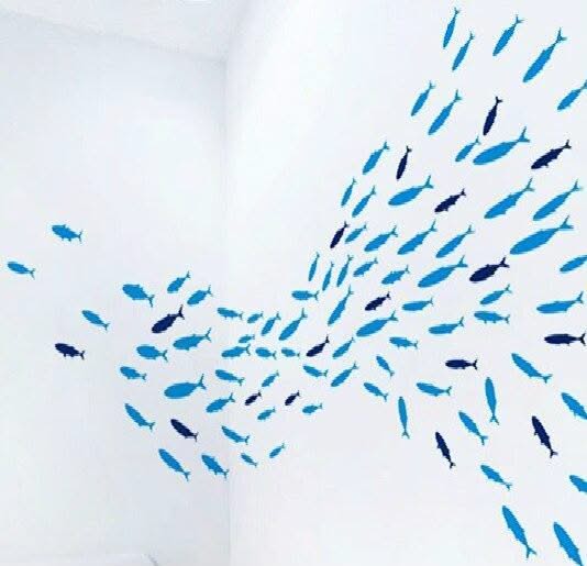 ChandeliersDecor.com-Kids Room Nursery Decals-Blue Fish Wall Decal for Kids Room | Sea wall decal