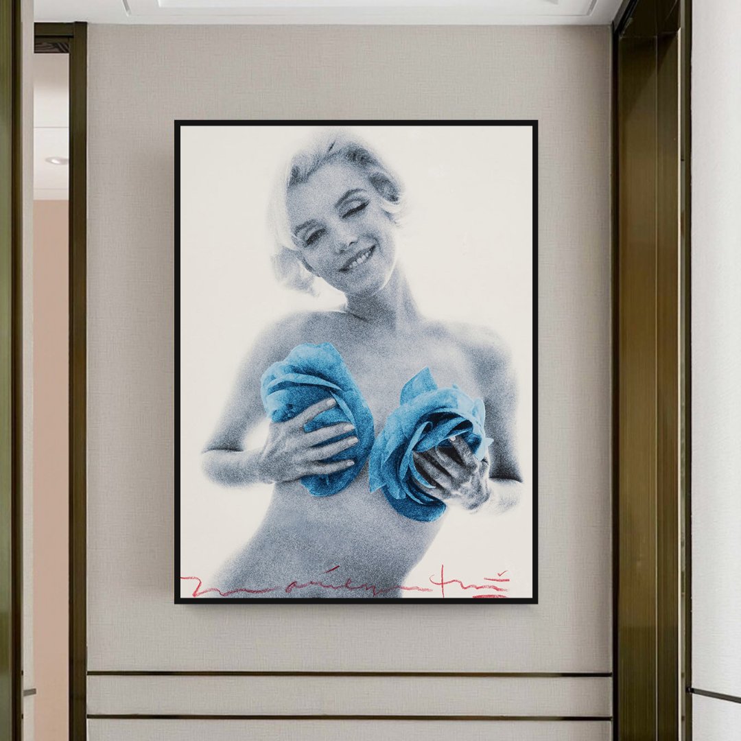 Blue Flowers Marilyn Poster - Vibrant Floral Art Prints-ChandeliersDecor.com