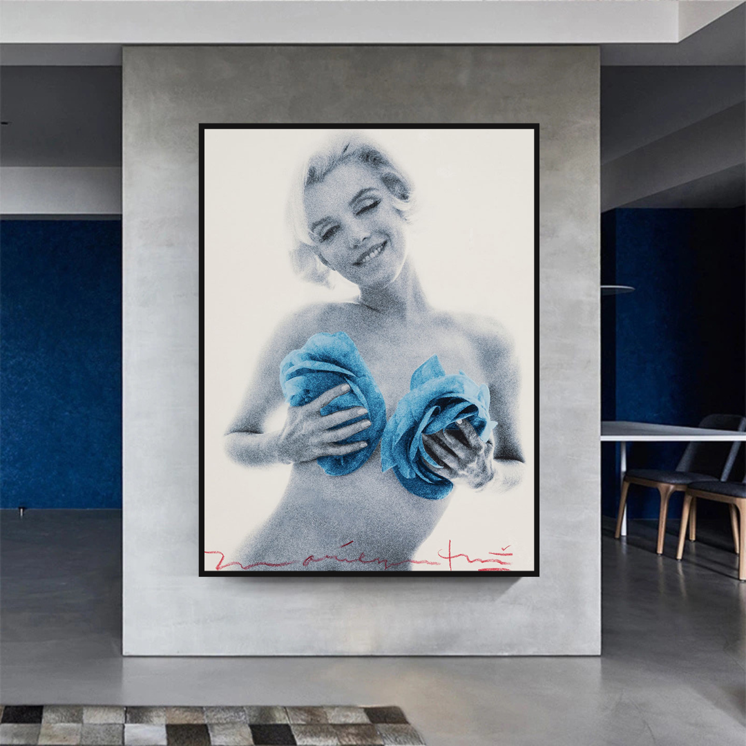 Blue Flowers Marilyn Poster - Vibrant Floral Art Prints-ChandeliersDecor.com