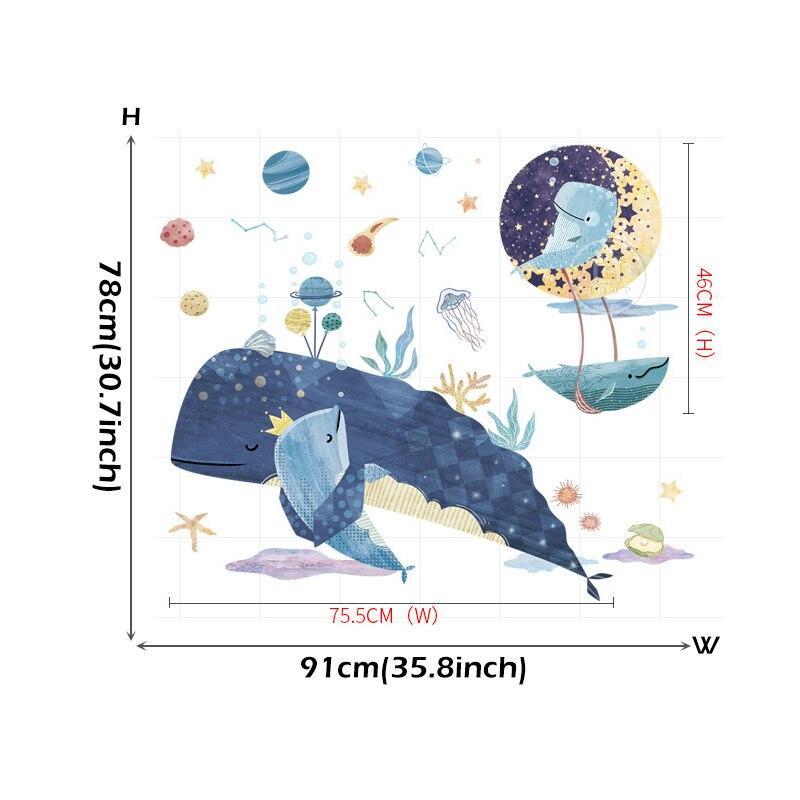 ChandeliersDecor.com-Kids Room Nursery Decals-Blue Whale Family Marine Life Wall Stickers for Kids Room - Sea Life Decal