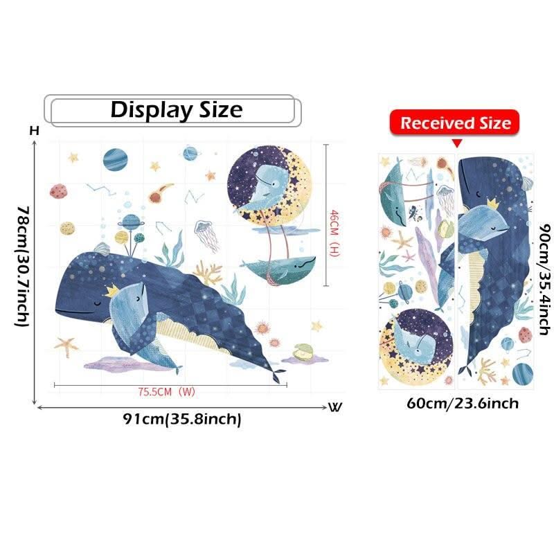 ChandeliersDecor.com-Kids Room Nursery Decals-Blue Whale Family Marine Life Wall Stickers for Kids Room - Sea Life Decal