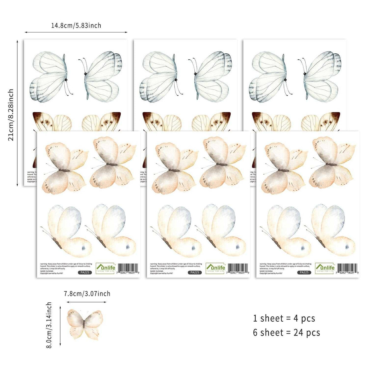 ChandeliersDecor.com-Kids Nursery Bohemian Wall Decals-Boho Butterfly Wall Stickers: Vibrant Decor