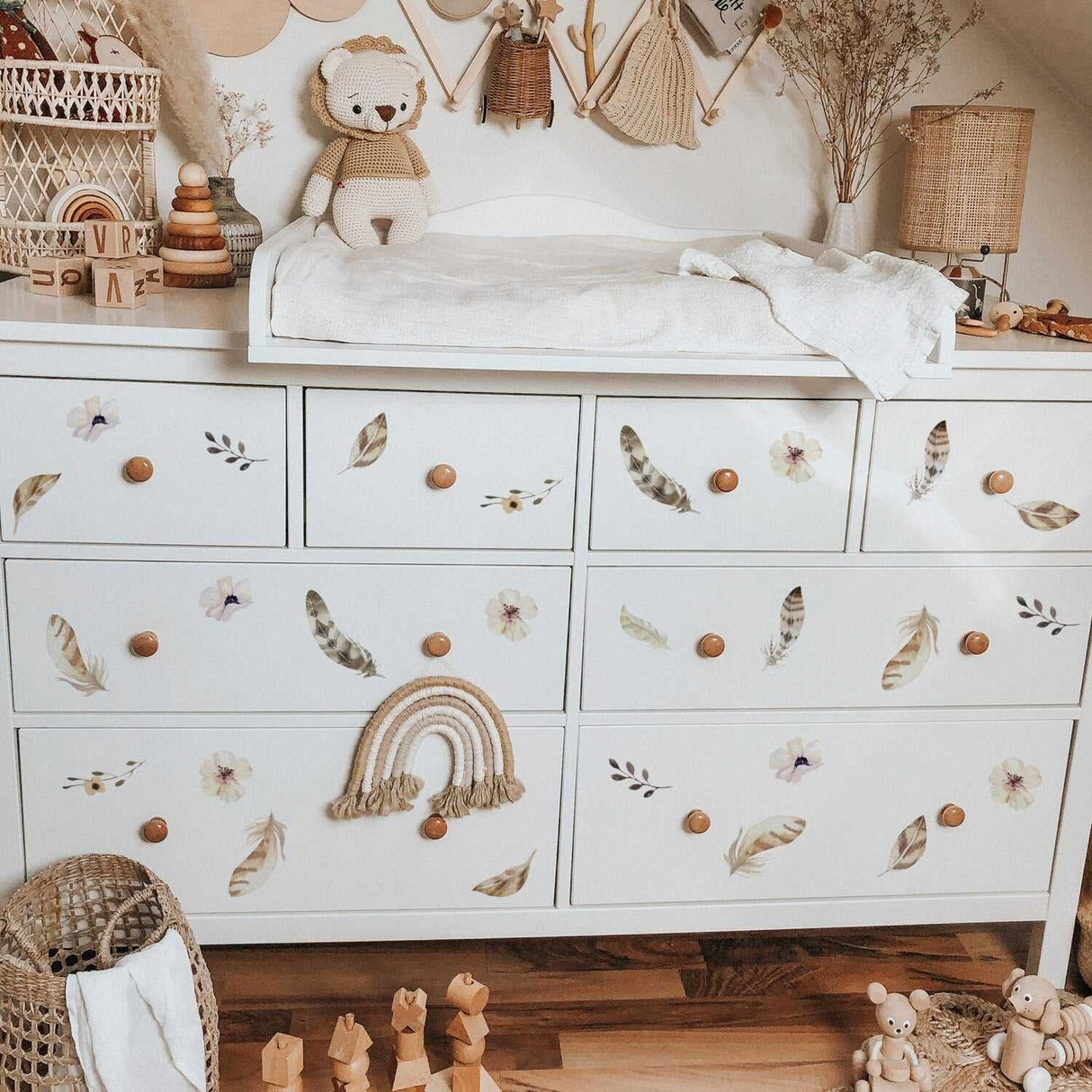 ChandeliersDecor.com-Kids Nursery Bohemian Wall Decals-Boho Feathers Wall Stickers - Stylish Décor