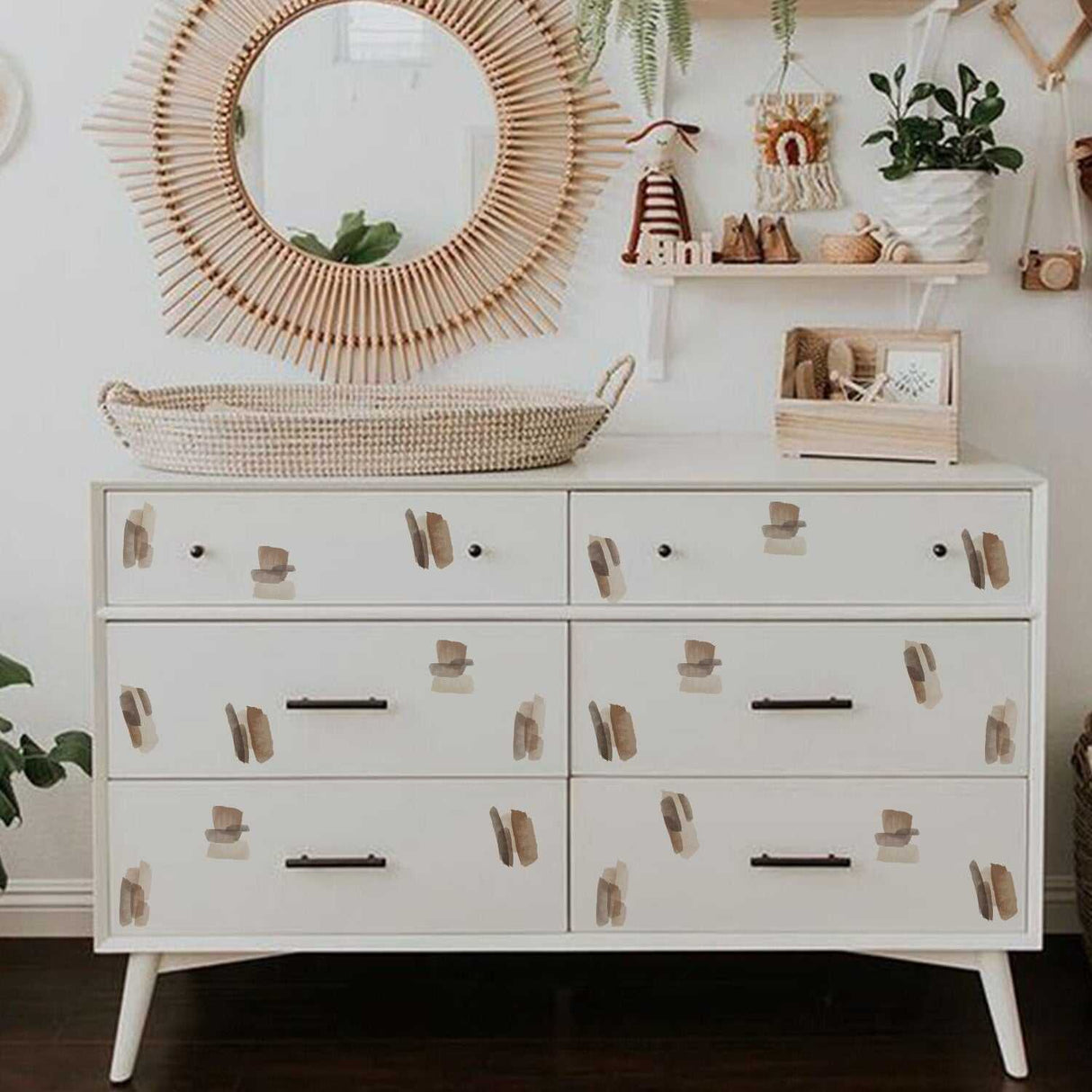 ChandeliersDecor.com-Kids Nursery Bohemian Wall Decals-Boho Foliage Line Wall Decal - Inspirational Home Decoration