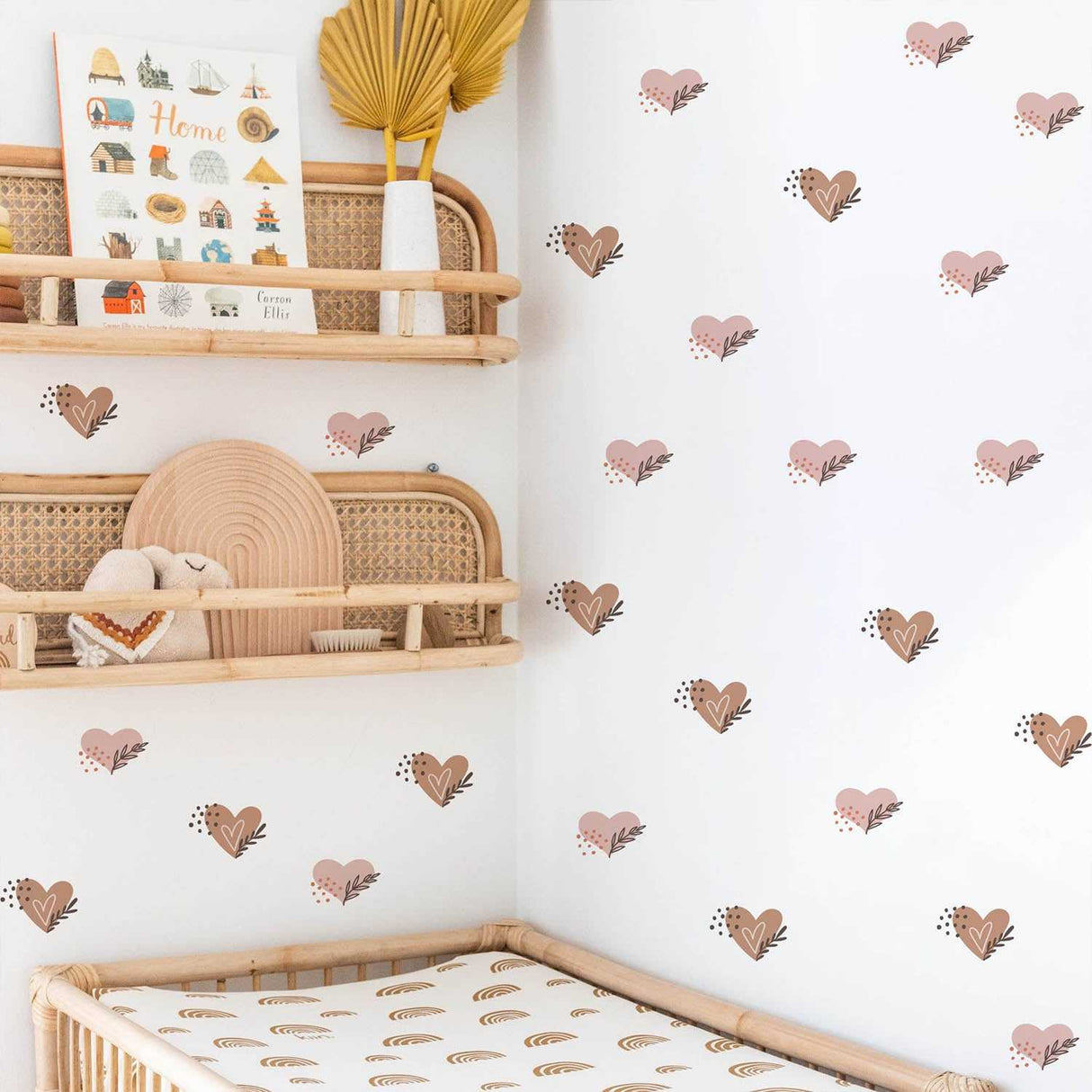 ChandeliersDecor.com-Kids Nursery Bohemian Wall Decals-Boho Hearts Pattern Wall Stickers - Adhesive Decals
