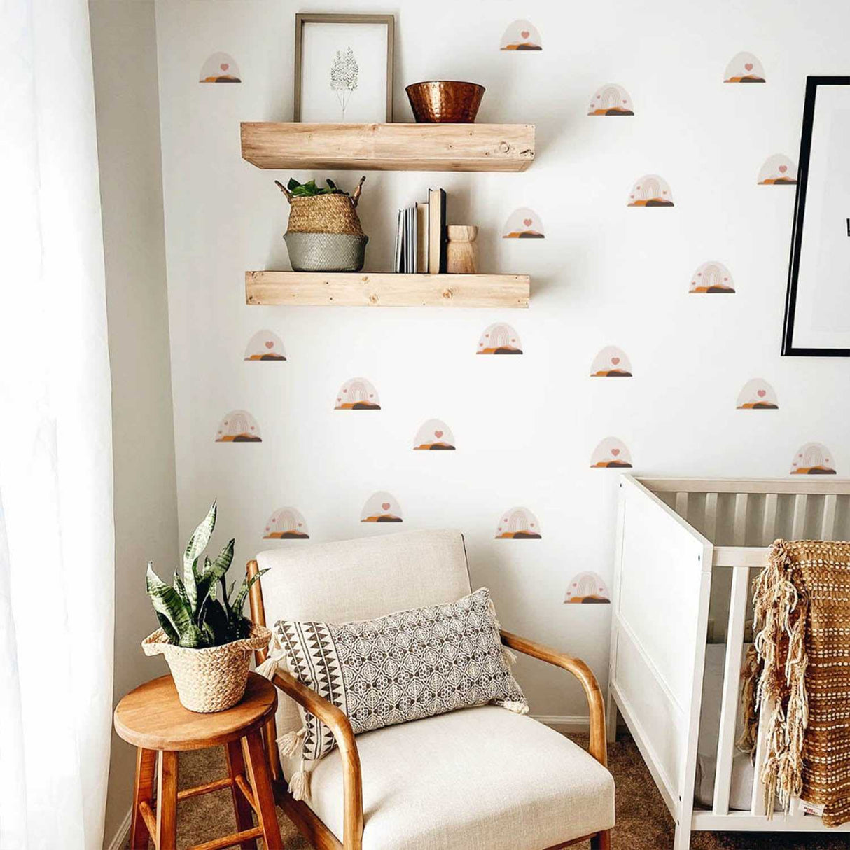 ChandeliersDecor.com-Kids Nursery Bohemian Wall Decals-Boho Hearts Rainbow Wall Decals: Transform Your Space