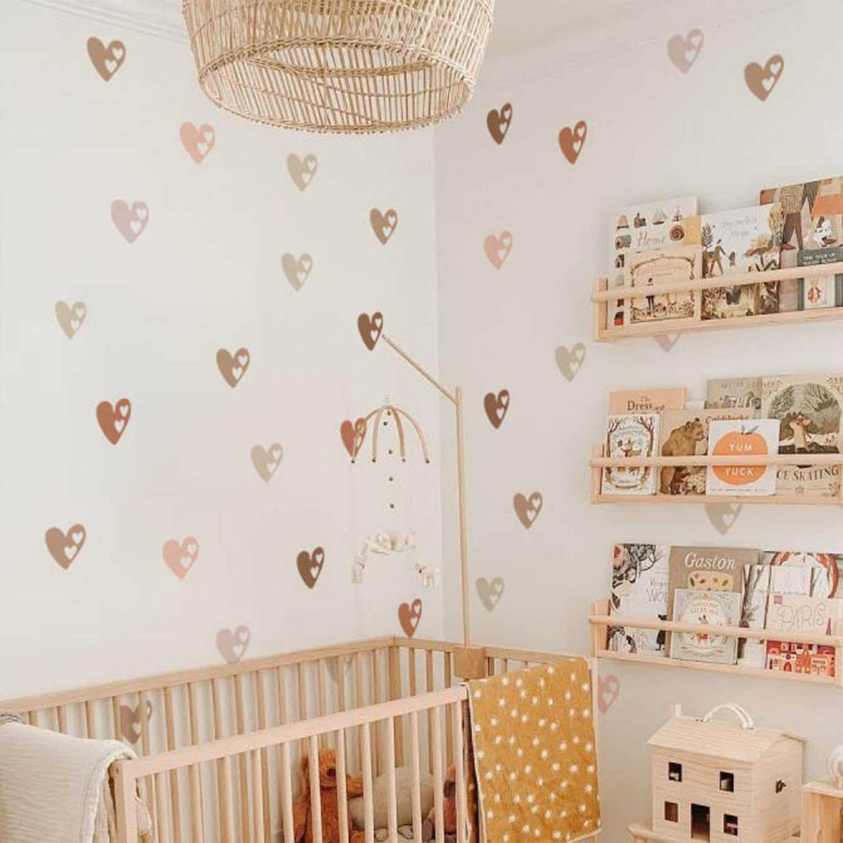 ChandeliersDecor.com-Kids Nursery Bohemian Wall Decals-Boho Hearts Wall Stickers Kids Wall Decal