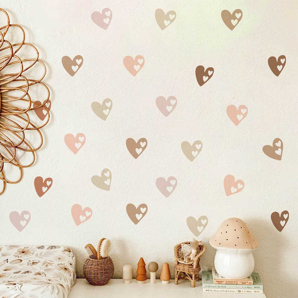 ChandeliersDecor.com-Kids Nursery Bohemian Wall Decals-Boho Hearts Wall Stickers Kids Wall Decal