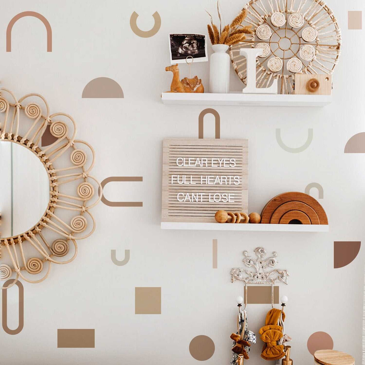 ChandeliersDecor.com-Kids Nursery Bohemian Wall Decals-Boho Minimalistic Shapes Wall Stickers Wall Decal