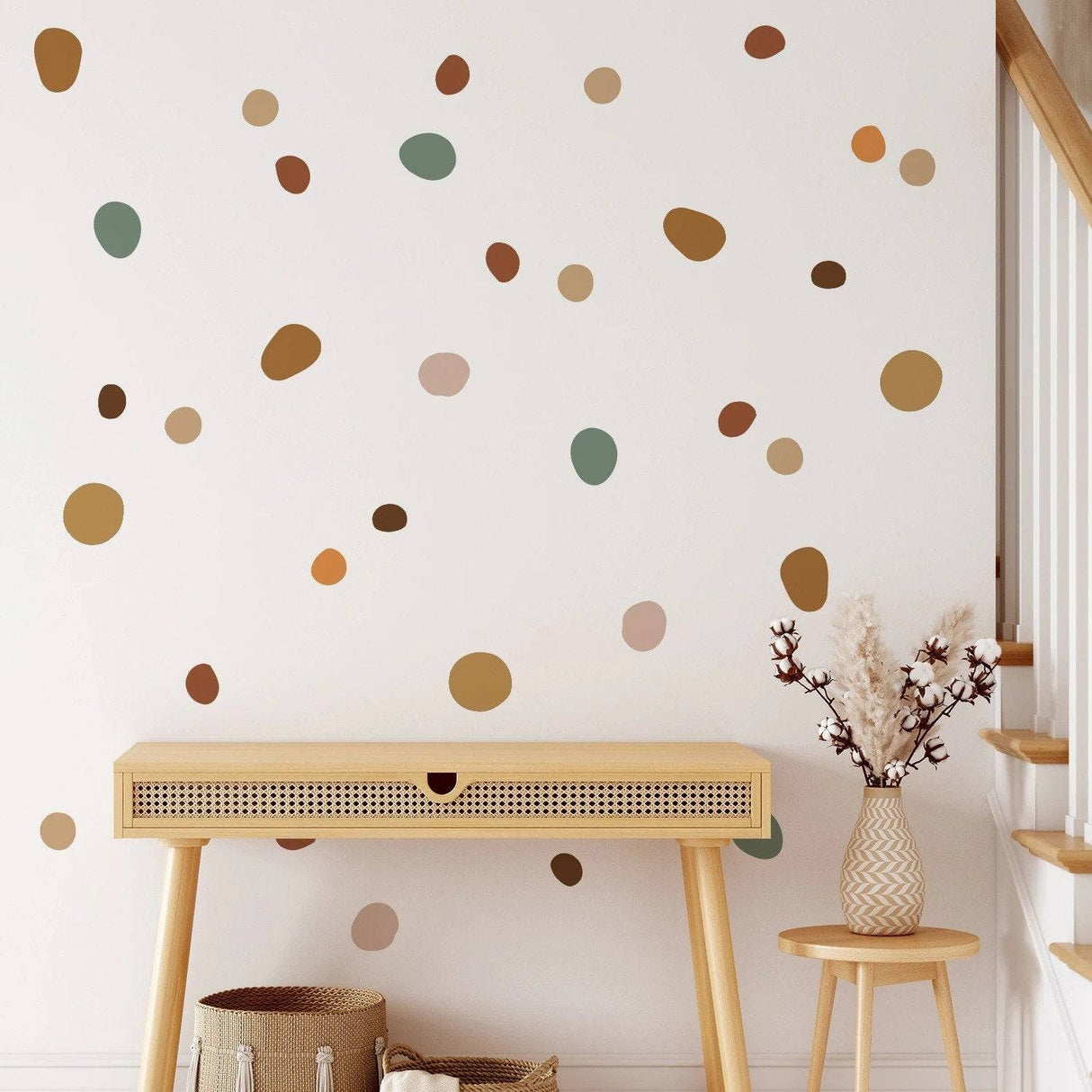 ChandeliersDecor.com-Home Decor Decals-Boho Polka Dot Nursery Wall Stickers for Kids Room - Pebble Design