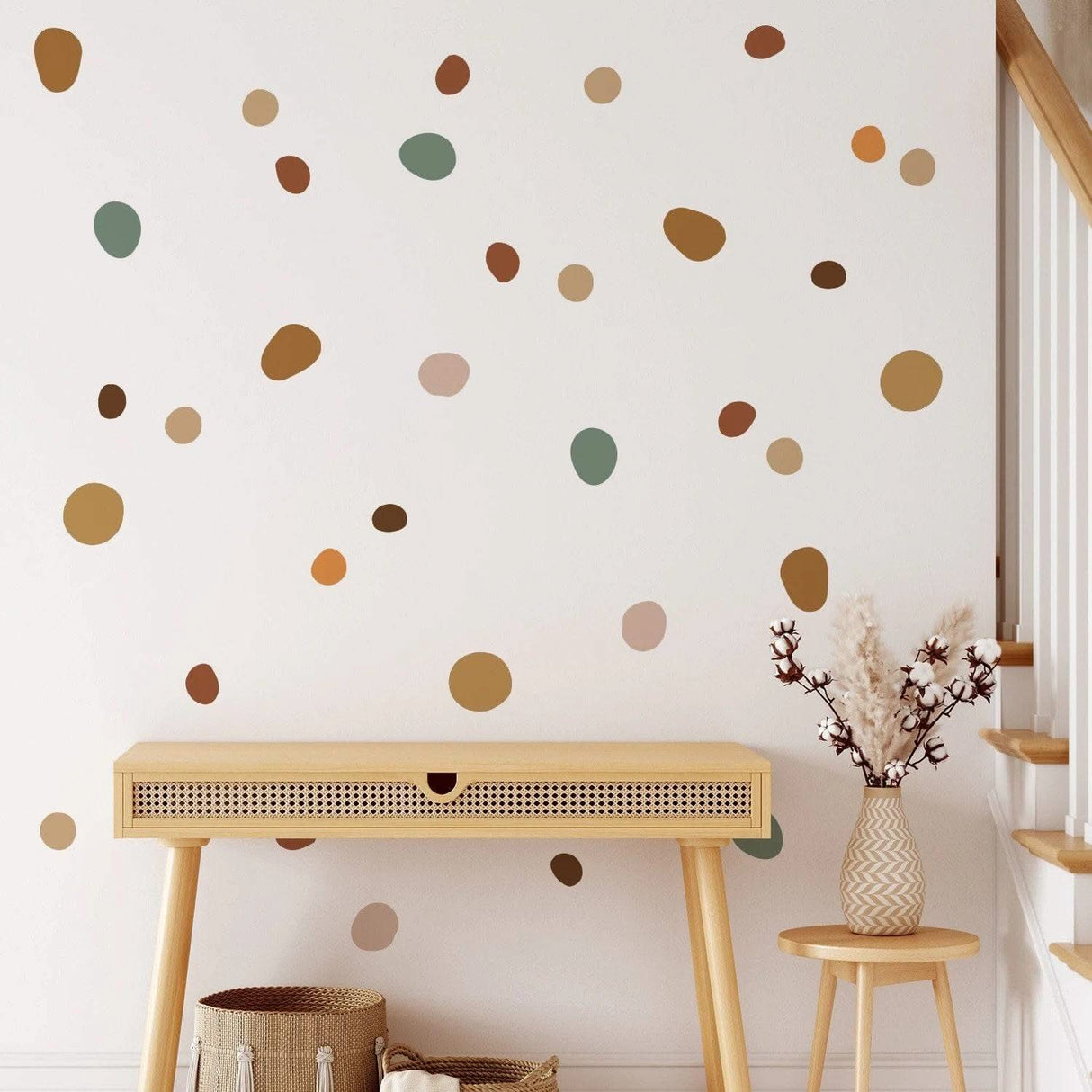 ChandeliersDecor.com-Home Decor Decals-Boho Polka Dot Nursery Wall Stickers for Kids Room - Pebble Design