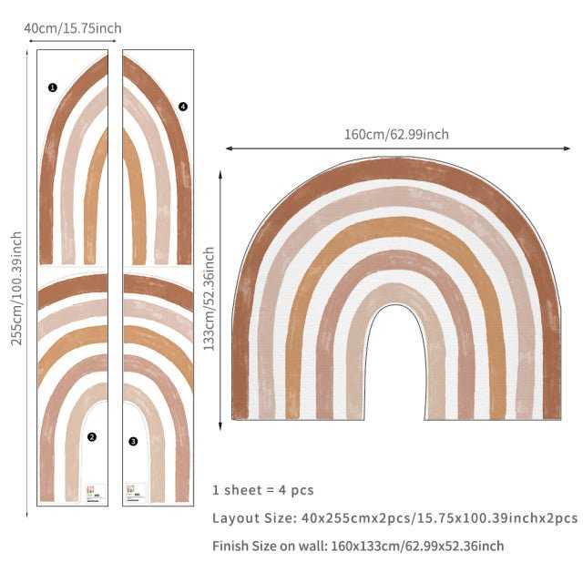 ChandeliersDecor.com-Home Decor Decals-Boho Rainbow Wall Decal | Large Boho Rainbow Wall Sticker