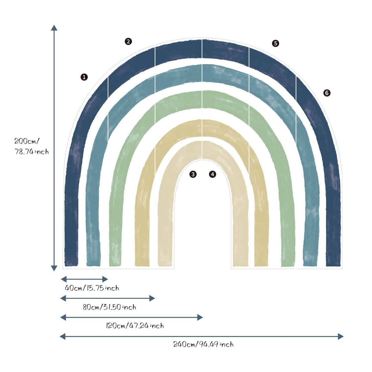 ChandeliersDecor.com-Home Decor Decals-Boho Rainbow Wall Decal - Large Wall Sticker