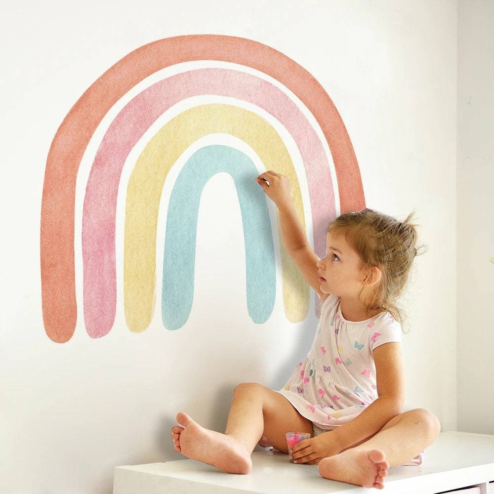 ChandeliersDecor.com-Home Decor Decals-Boho Rainbow Wall Decal: Vibrant and Stylish Décor