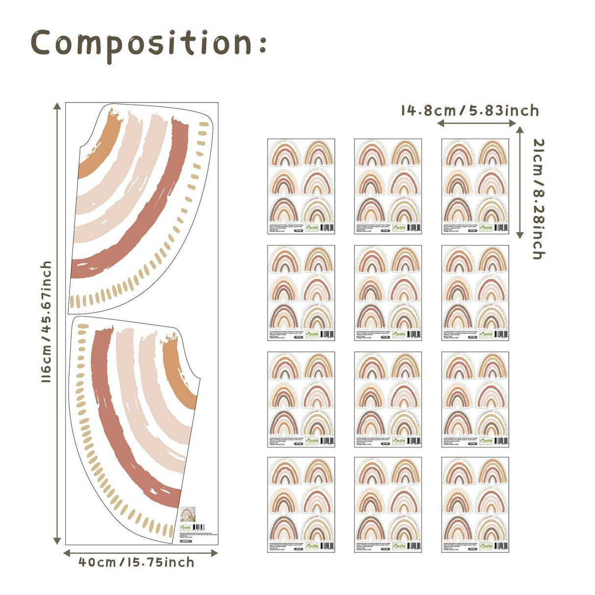 ChandeliersDecor.com-Kids Nursery Bohemian Wall Decals-Boho Rainbow Wall Decal: Vibrant Room Decor