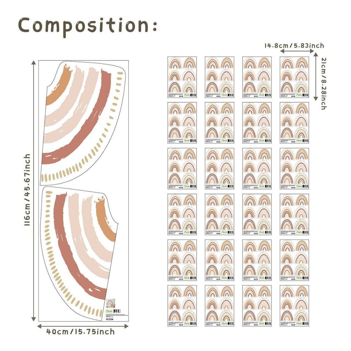 ChandeliersDecor.com-Kids Nursery Bohemian Wall Decals-Boho Rainbow Wall Decal: Vibrant Room Decor