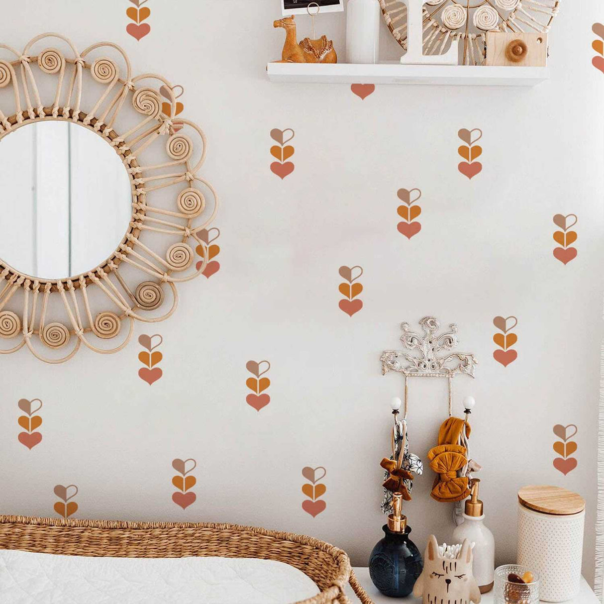 ChandeliersDecor.com-Kids Nursery Bohemian Wall Decals-Boho Triple Hearts Wall Decals: Elegant Decor