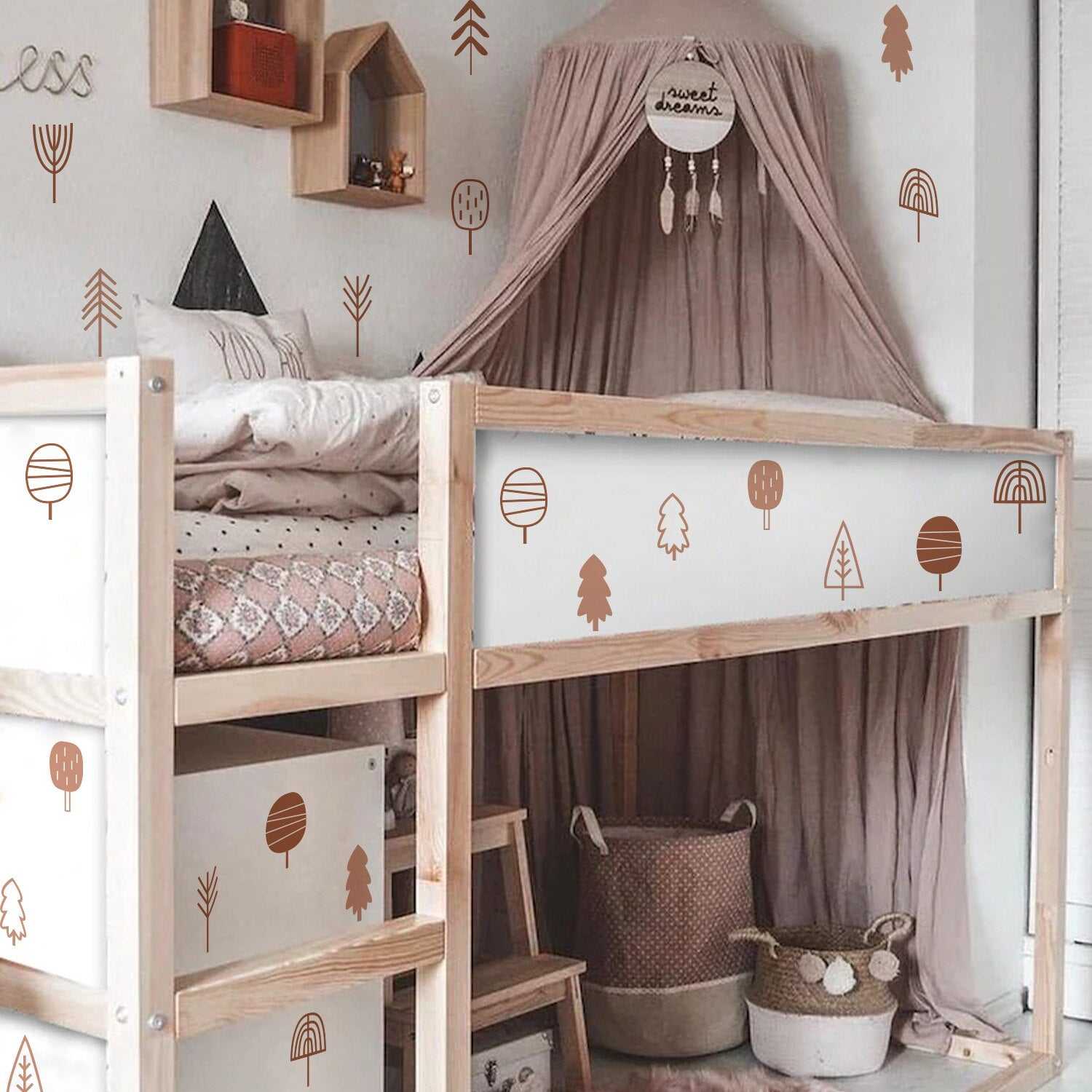 ChandeliersDecor.com-Kids Nursery Bohemian Wall Decals-Boho Woodland Trees Wall Decal - Bring Nature Indoors