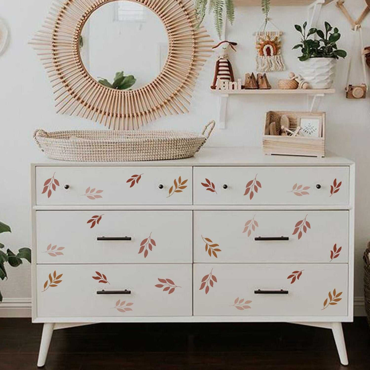 ChandeliersDecor.com-Kids Nursery Bohemian Wall Decals-Botanical Leaves Wall Decal: Revamp Your Space