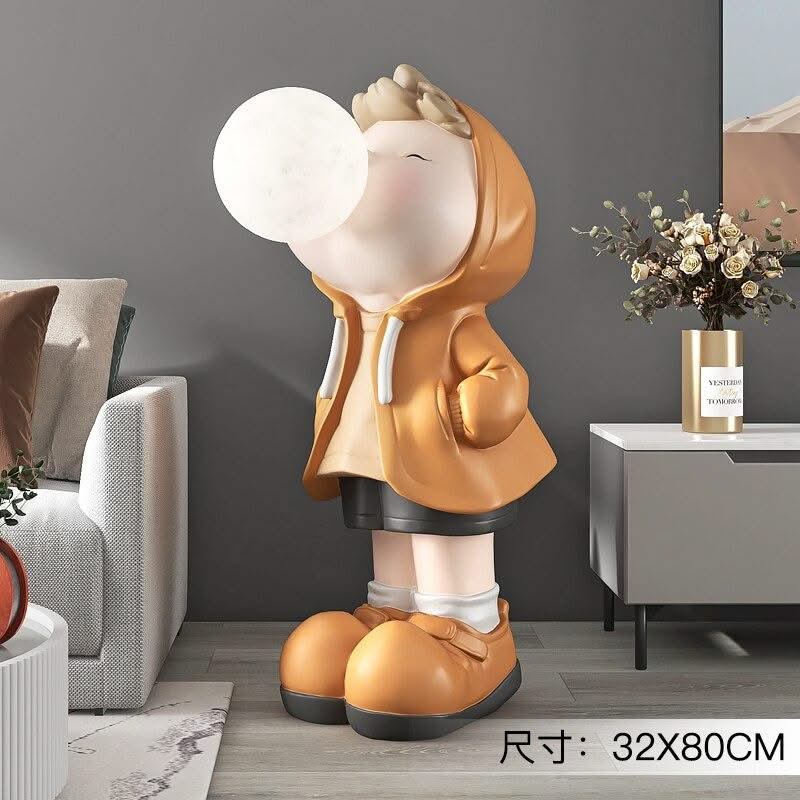 ChandeliersDecor.com-Kids Room Nursery Lighting-Boy Figure Blowing Gum Light Sculpture: Art Piece