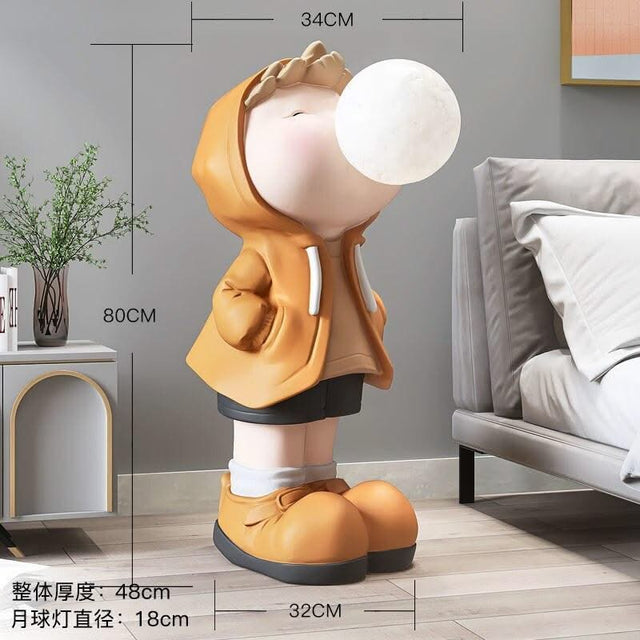 ChandeliersDecor.com-Kids Room Nursery Lighting-Boy Figure Blowing Gum Light Sculpture: Art Piece
