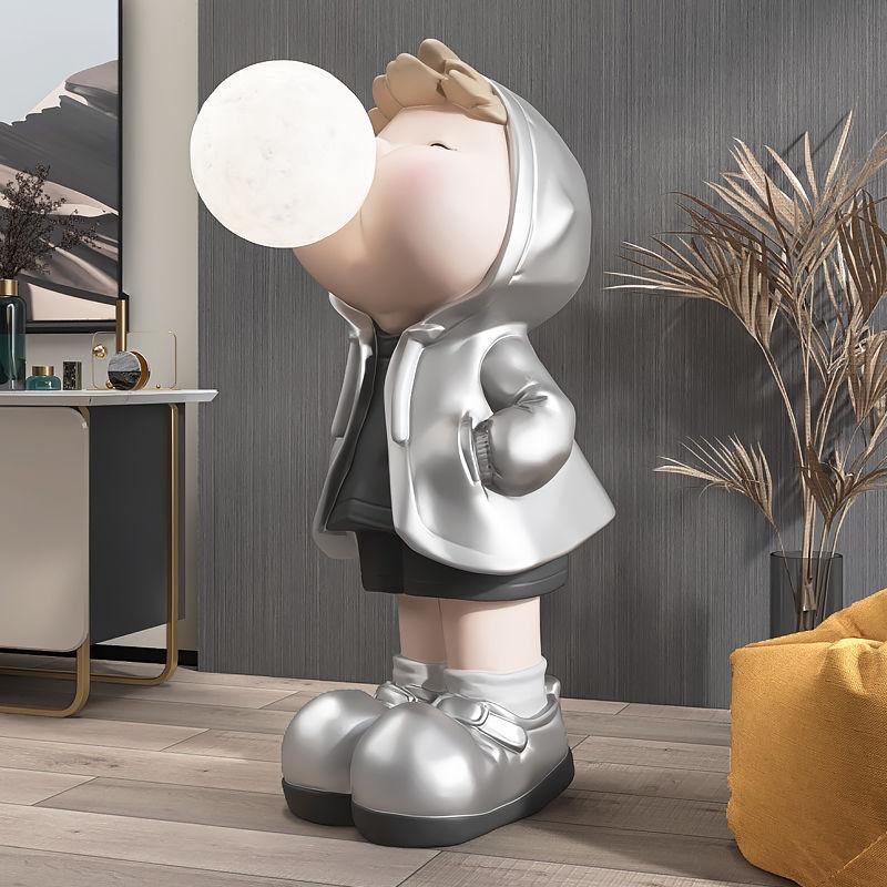 ChandeliersDecor.com-Kids Room Nursery Lighting-Boy Figure Blowing Gum Light Sculpture: Art Piece