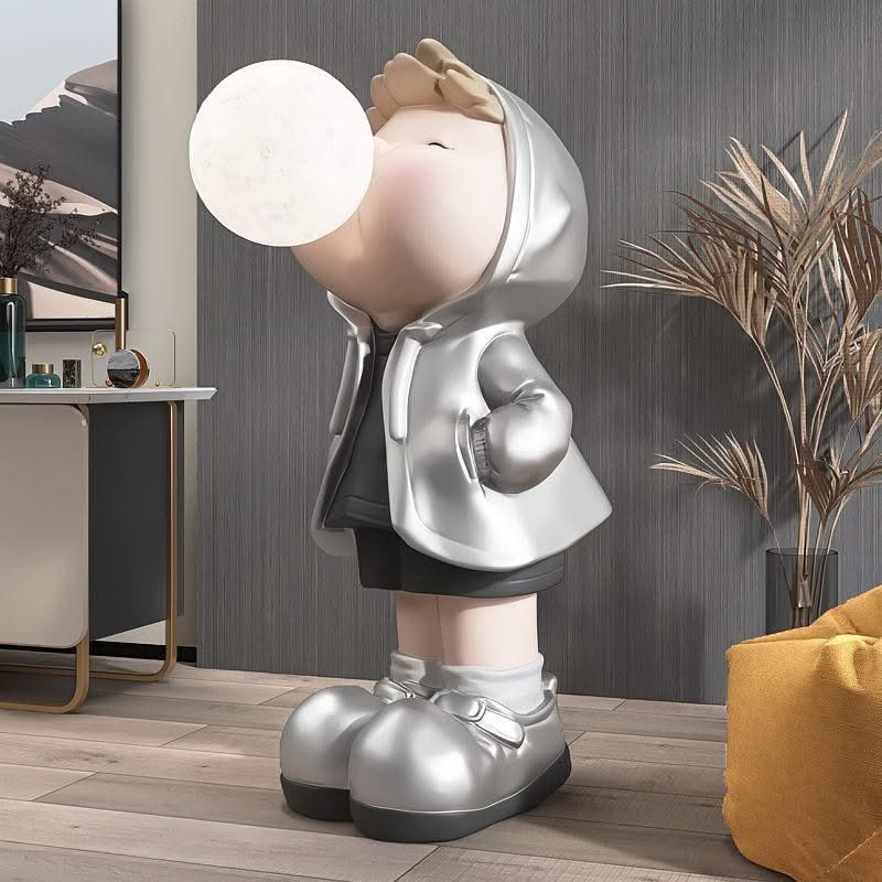 ChandeliersDecor.com-Kids Room Nursery Lighting-Boy Figure Blowing Gum Light Sculpture: Art Piece