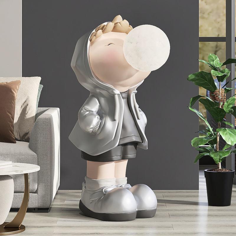 ChandeliersDecor.com-Kids Room Nursery Lighting-Boy Figure Blowing Gum Light Sculpture: Art Piece