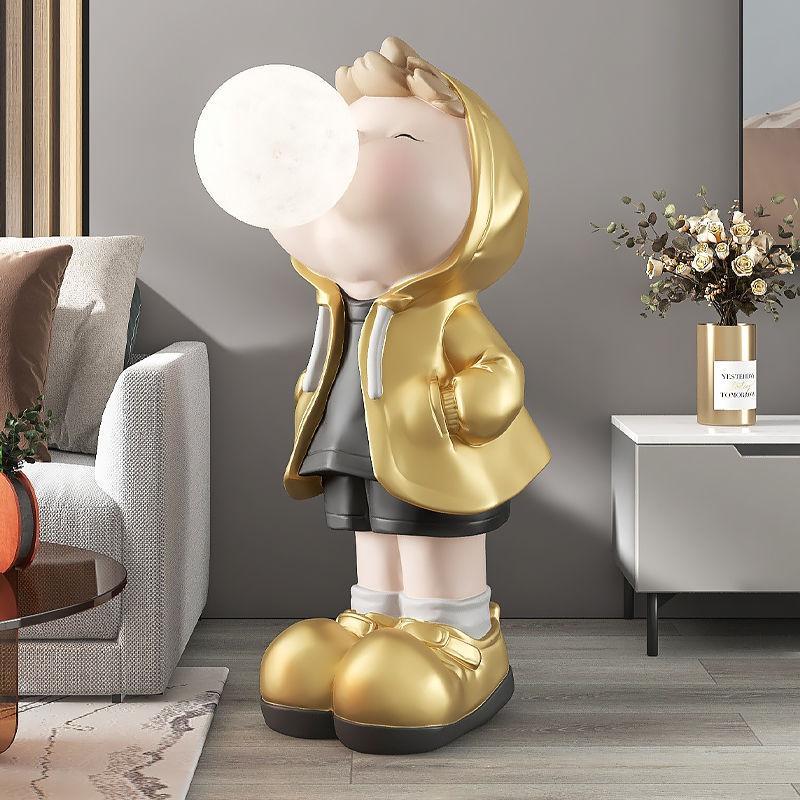 ChandeliersDecor.com-Kids Room Nursery Lighting-Boy Figure Blowing Gum Light Sculpture: Art Piece