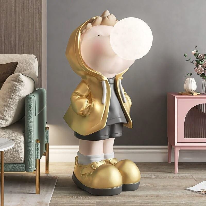ChandeliersDecor.com-Kids Room Nursery Lighting-Boy Figure Blowing Gum Light Sculpture: Art Piece
