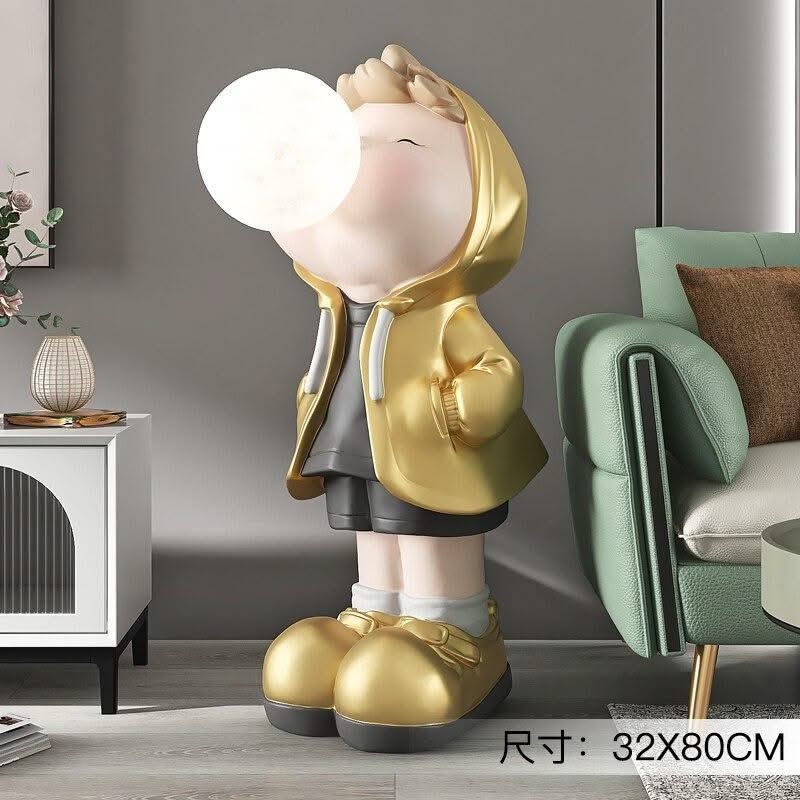 ChandeliersDecor.com-Kids Room Nursery Lighting-Boy Figure Blowing Gum Light Sculpture: Art Piece