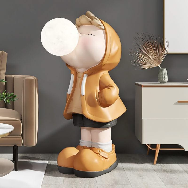 ChandeliersDecor.com-Kids Room Nursery Lighting-Boy Figure Blowing Gum Light Sculpture: Art Piece