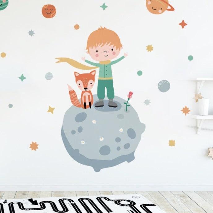 ChandeliersDecor.com-Home Decor Decals-Boy on Planet Wall Sticker - Perfect Decor for Kids Room