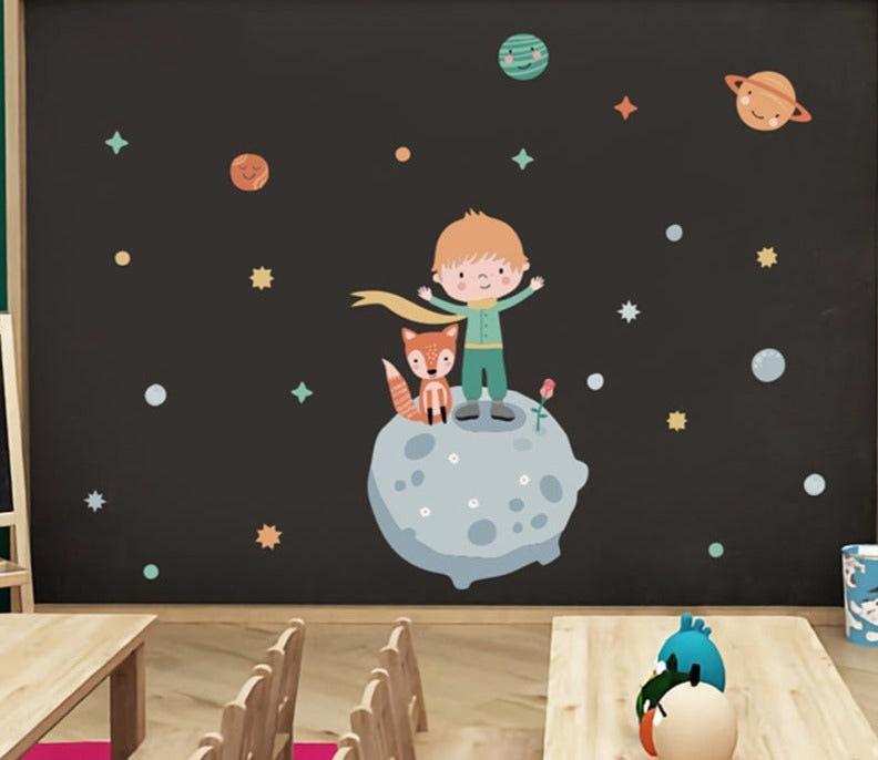 ChandeliersDecor.com-Home Decor Decals-Boy on Planet Wall Sticker - Perfect Decor for Kids Room