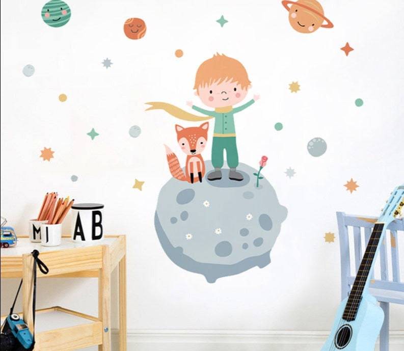 ChandeliersDecor.com-Home Decor Decals-Boy on Planet Wall Sticker - Perfect Decor for Kids Room