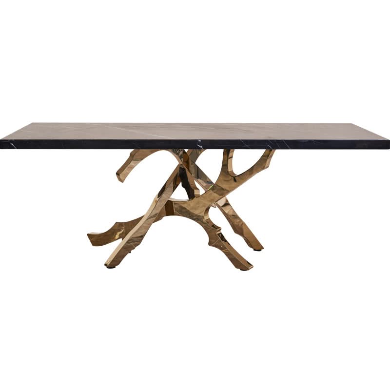 Brass & OakWood Designer Dining Table-ChandeliersDecor.com