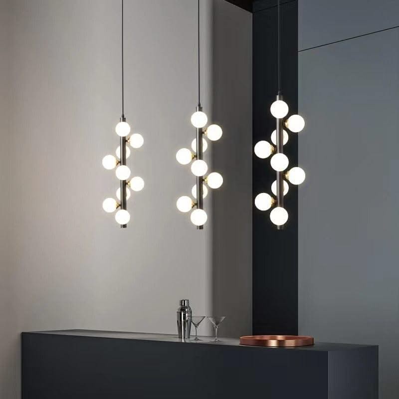 ChandeliersDecor.com-Pendant Lights-Brass Spiral Glass Ball Pendant Light – Modern LED Ceiling Fixture