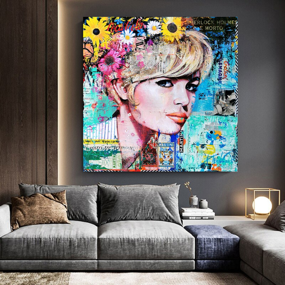Brigitte Bardot Poster: Pop Art Canvas Wall Art-ChandeliersDecor.com