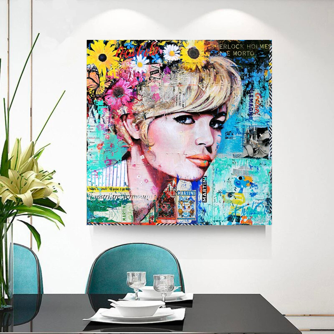 Brigitte Bardot Poster: Pop Art Canvas Wall Art-ChandeliersDecor.com