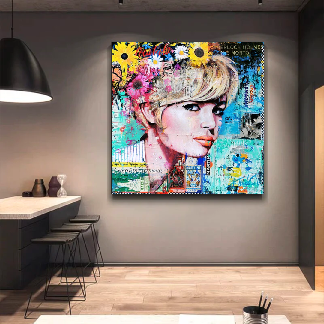 Brigitte Bardot Poster: Pop Art Canvas Wall Art-ChandeliersDecor.com