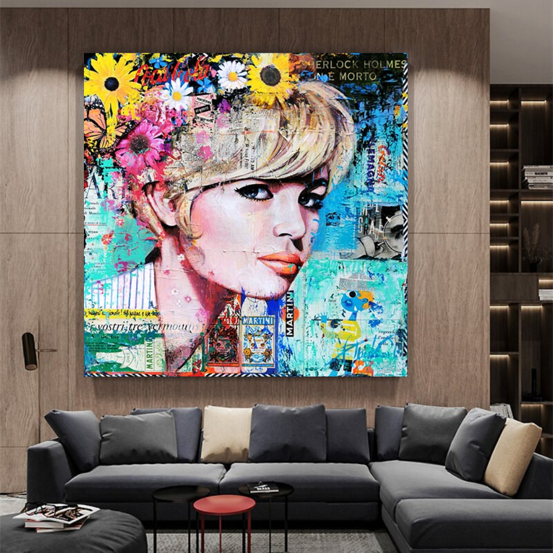 Brigitte Bardot Poster: Pop Art Canvas Wall Art-ChandeliersDecor.com