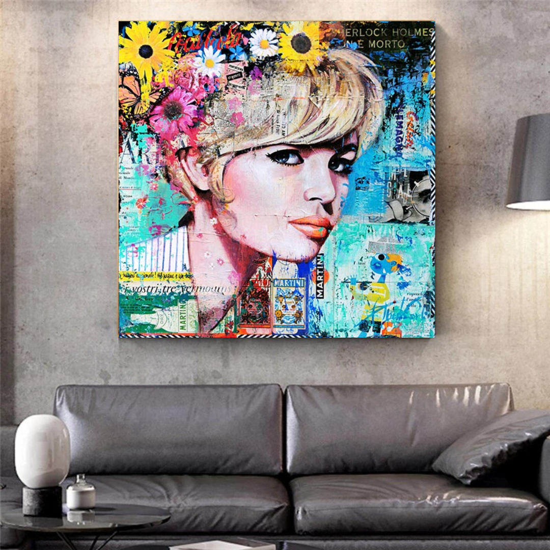 Brigitte Bardot Poster: Pop Art Canvas Wall Art-ChandeliersDecor.com