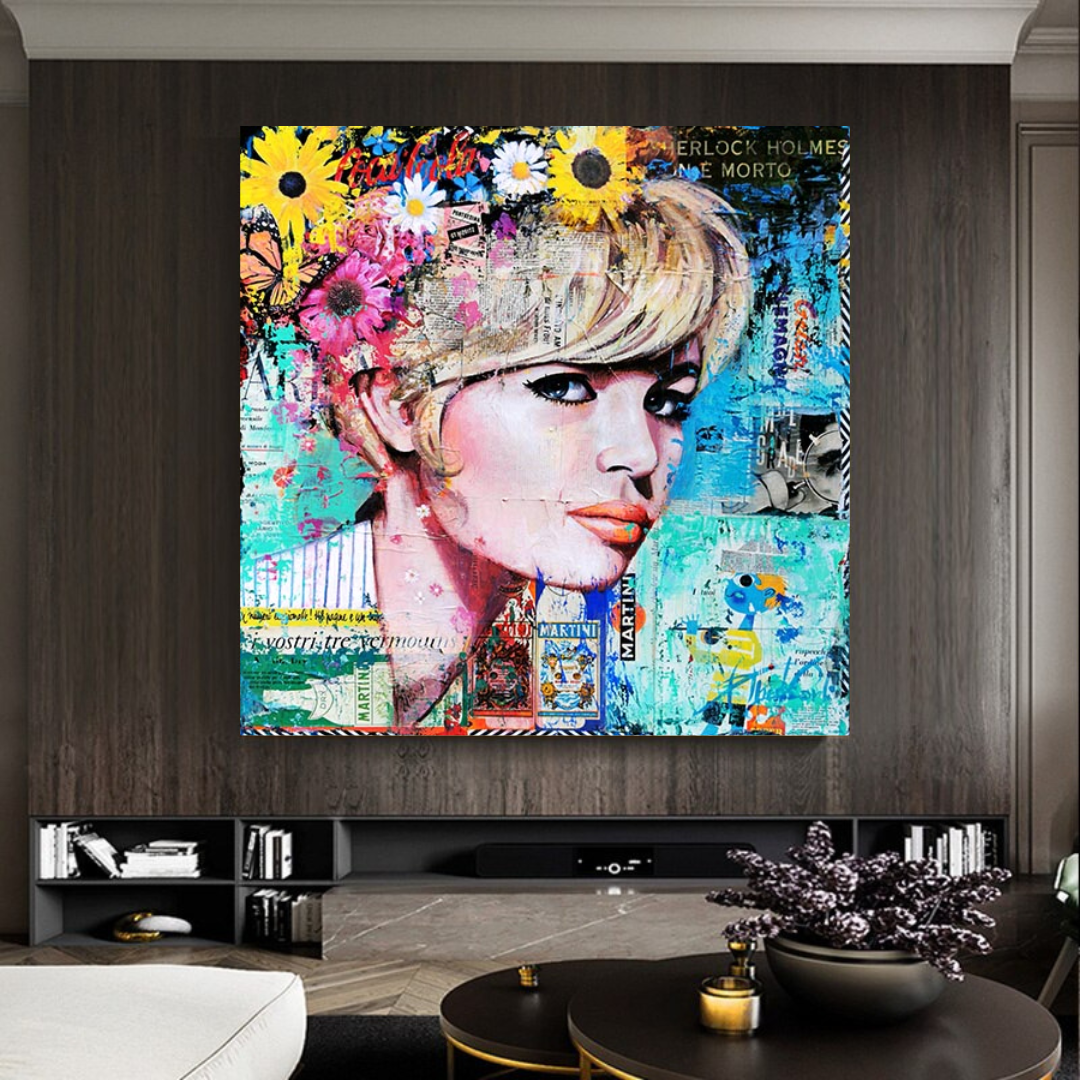 Brigitte Bardot Poster: Pop Art Canvas Wall Art-ChandeliersDecor.com
