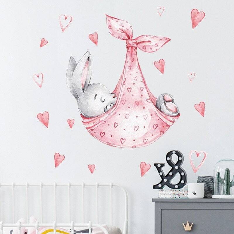 ChandeliersDecor.com-Home Decor Decals-Bunny Sleeping in a Swing Wall Sticker