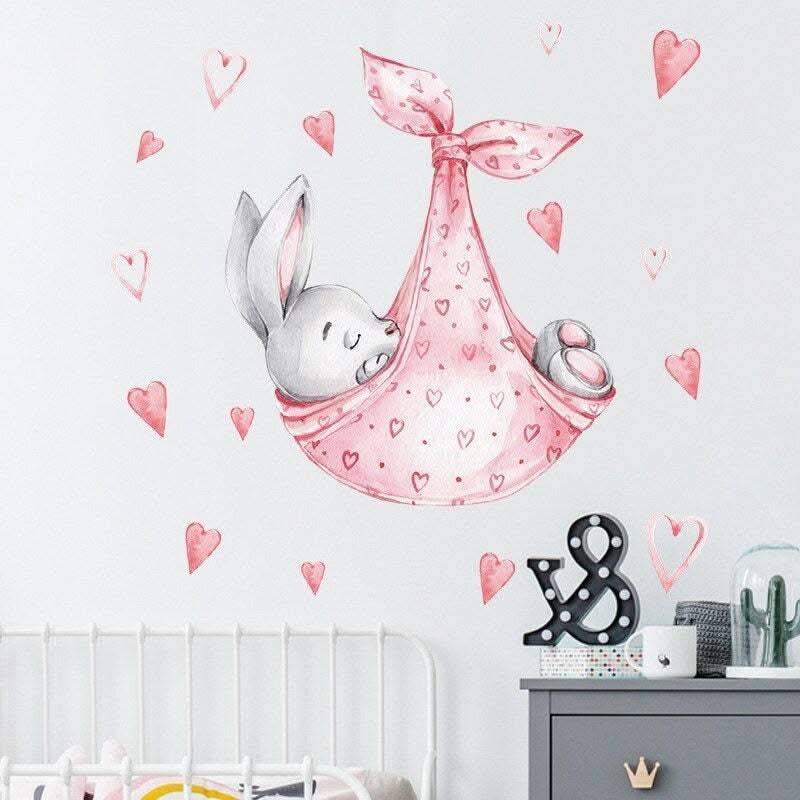 ChandeliersDecor.com-Home Decor Decals-Bunny Sleeping in a Swing Wall Sticker